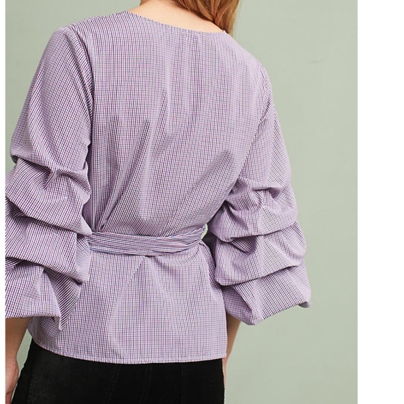 Anthropologie Ruffled & Tied Gingham Blouse - Picture 5 of 8